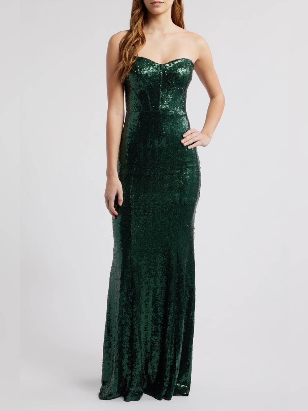 CITY STUDIO Hunter Strapless Lace-Up Long Gown